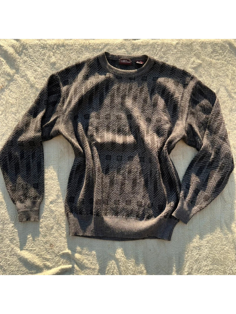 Gray and Black Striped Vintage Pure Wool Comfy Grandpa Sweater